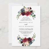 Herfst Rustic Burgundy Calligraphy Diamond Wedding Kaart (Voorkant)