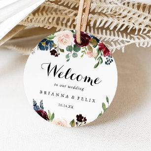 Herfst Rustic Burgundy Calligraphy Wedding Welcome Vierkante Sticker