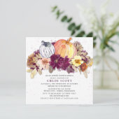 Herfst Rustic Burgundy Floral Pumpkin Vrijgezellen Kaart (Staand voorkant)