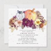 Herfst Rustic Burgundy Floral Pumpkin Vrijgezellen Kaart (Voorkant)