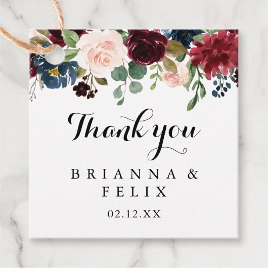 Herfst Rustic Burgundy Modern Calligraphy Wedding Bedankjes Labels (Voorkant)