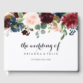 Herfst Rustic Burgundy Modern Calligraphy Wedding Gastenboek (Voorkant)