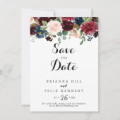 Herfst Rustic Burgundy Modern Calligraphy Wedding Save The Date (Voorkant)
