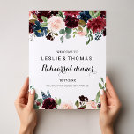 Herfst Rustic Burgundy Rehearsal - Welkomstwoord Poster<br><div class="desc">Dit najaar is een roernige,  woedende,  repetitieve poster perfect voor een simpel repetitief diner. Het ontwerp is voorzien van bruine,  rode,  marineuze,  blauwe en blauwe radiant en gracieuze handbeschilderde bloemen,  die de natuurlijke schoonheid inspireren.</div>