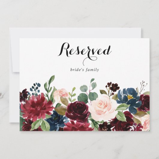 Herfst Rustic Calligraphy Wedding Reserved Sign (Achterkant)