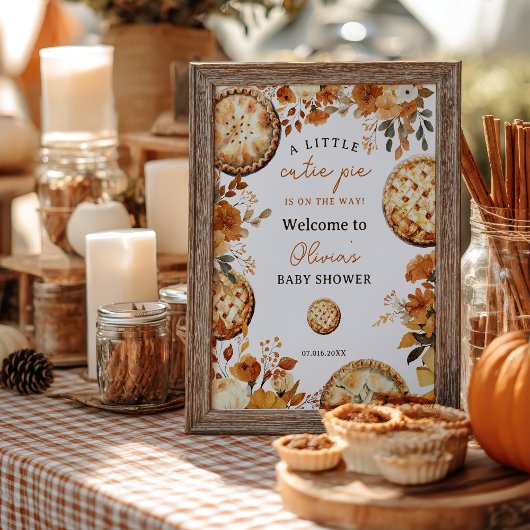 Herfst Rustic Cutie Pie baby shower welkom Poster