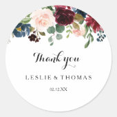 Herfst Rustic Dazzling Burgundy Hartelijk dank Ronde Sticker (Voorkant)