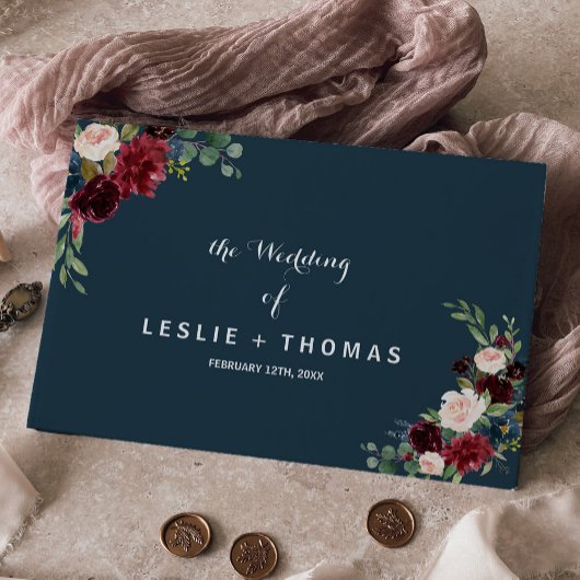 Herfst Rustic Dazzling Burgundy Wedding Gastenboek