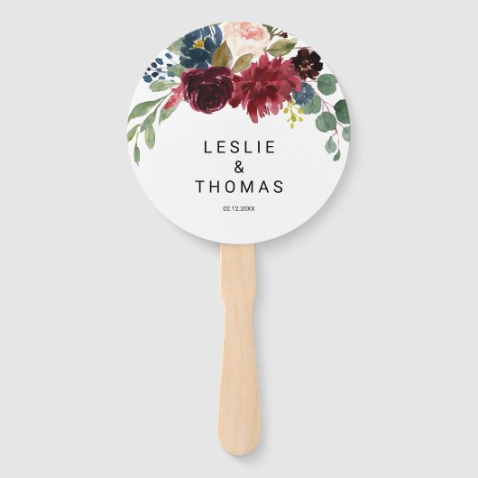 Herfst Rustic Dazzling Burgundy Wedding Handwaaier (Voorkant)