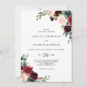 Herfst Rustic Dazzling Burgundy Wedding Kaart (Voorkant)