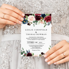 Herfst Rustic Dazzling Burgundy Wedding Kaart