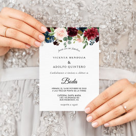 Herfst Rustic Dazzling Burgundy Wedding Kaart