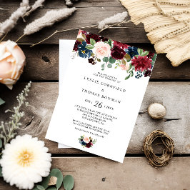 Herfst Rustic Dazzling Burgundy Wedding Kaart