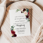 Herfst Rustic Dazzling Burgundy Wedding Kaart<br><div class="desc">Deze herfst is een rustige uitnodiging voor een brute bruiloft perfect voor een moderne bruiloft. Het ontwerp is voorzien van bruine,  rode,  marineuze,  blauwe en blauwe radiant en gracieuze handbeschilderde bloemen,  die de natuurlijke schoonheid inspireren.</div>