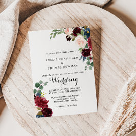 Herfst Rustic Dazzling Burgundy Wedding Kaart