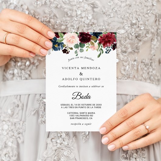 Herfst Rustic Dazzling Burgundy Wedding Kaart