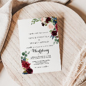 Herfst Rustic Dazzling Burgundy Wedding Kaart