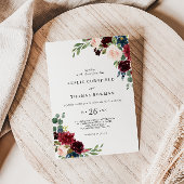 Herfst Rustic Dazzling Burgundy Wedding Kaart