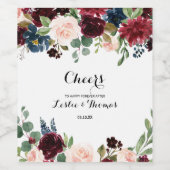 Herfst Rustic Dazzling Burgundy Wedding Wijn Etiket (Enkel label)