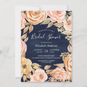 Herfst Rustic Earthy Floral Navy Blue Vrijgezellen Kaart (Voorkant)