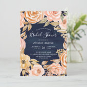 Herfst Rustic Earthy Floral Navy Blue Vrijgezellen Kaart (Staand voorkant)