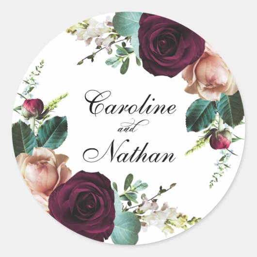 Herfst Rustic Elegant Floral Wedding, vers Ronde Sticker (Voorkant)