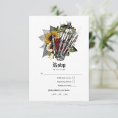 Herfst Rustic Floral Gothic Wedding RSVP Kaartje (Staand voorkant)