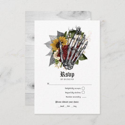 Herfst Rustic Floral Gothic Wedding RSVP Kaartje (Voorkant / Achterkant)