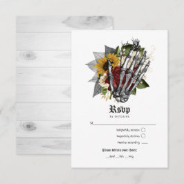 Herfst Rustic Floral Gothic Wedding RSVP Kaartje