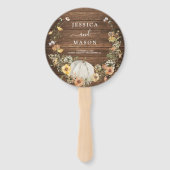 Herfst Rustic Floral Harvest Pumpkin Wedding Progr Handwaaier (Voorkant)