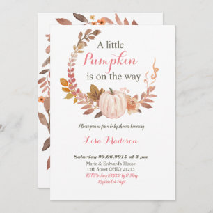 Herfst Rustic Floral Pumpkin baby shower Kaart