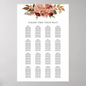 Herfst Rustic Floral Wedding Seating Chart Poster (Voorkant)