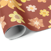 Herfst Rustic Flowers Elegante Naadloze Thanksgivi Cadeaupapier (Rol Hoek)