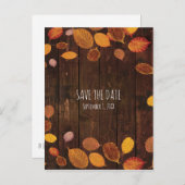 Herfst Rustic Golden Leaves Save the Date Aankondigingskaart (Voorkant / Achterkant)