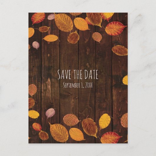Herfst Rustic Golden Leaves Save the Date Aankondigingskaart (Voorkant)