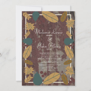 Herfst Rustic Greenary Leaves Wedding Kaart