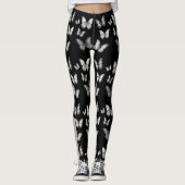 Herfst Rustic Grey Butterflies Zwart Customize Leggings (Voorkant)