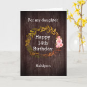 Herfst Rustic Happy 14th Birthday Kaart (Gele Bloem)