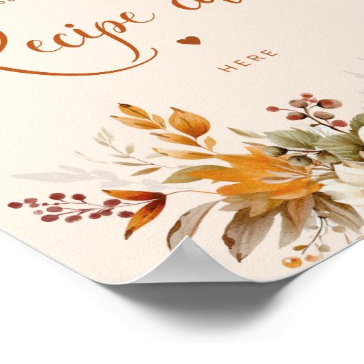 Herfst Rustic Laat hier uw receptkaart achter Poster (Hoek)