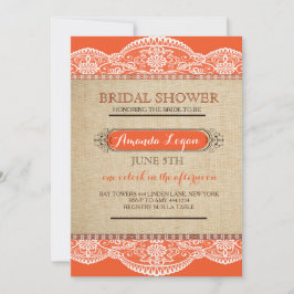 Herfst Rustic Lace Bridal Shower Invitations Kaart