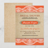 Herfst Rustic Lace Bridal Shower Invitations Kaart (Voorkant / Achterkant)