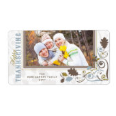 Herfst Rustic Leaves Happy Thanksgiving Foto Etiket (Voorkant)