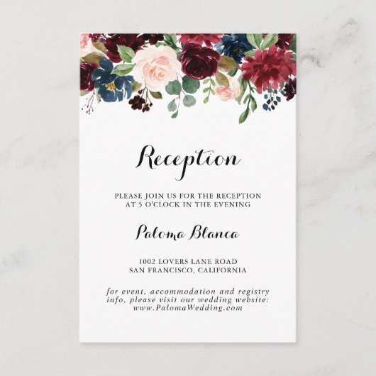 Herfst Rustic Modern Calligraphy Wedding Reception Informatiekaartje (Voorkant)