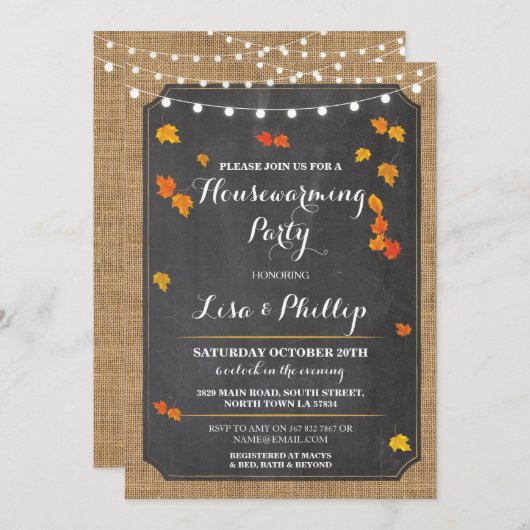 Herfst Rustic New Home Invite Kaart (Voorkant / Achterkant)