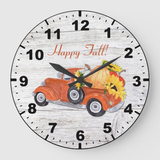 Herfst Rustic  Oranje vrachtwagen met pompoenen Grote Klok (Voorkant)