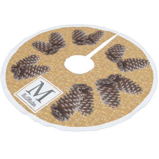 Herfst Rustic Pinecones Persoonlijke familienaam Kerstboom Rok (Gekanteld)