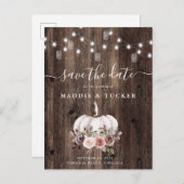 Herfst Rustic Pumpkin String Lights Save the Date Aankondigingskaart (Voorkant / Achterkant)