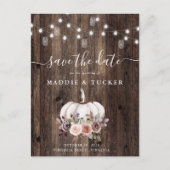 Herfst Rustic Pumpkin String Lights Save the Date Aankondigingskaart (Voorkant)