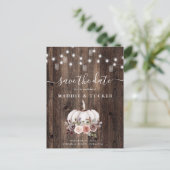 Herfst Rustic Pumpkin String Lights Save the Date Aankondigingskaart (Staand voorkant)