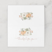 Herfst Rustic Pumpkin Thanksgiving Plaatskaartje (Buitenkant ongevouwen)